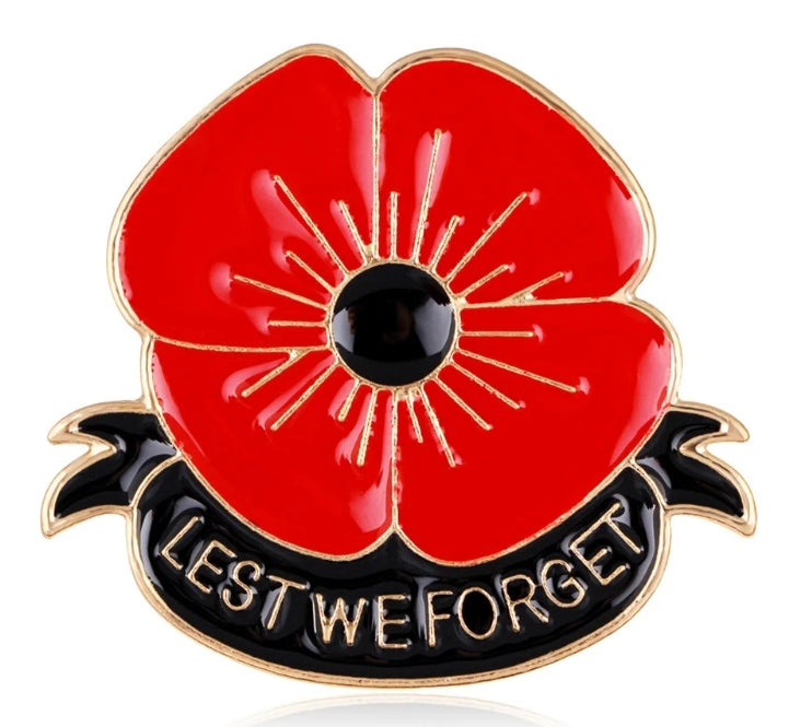 Lest We Forget Poppy Brooch - For ANZAC Day & Remembrance Day