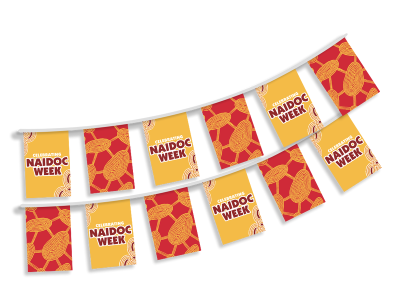 Celebrating NAIDOC Week Fabric Bunting (Double sided-print) - 12 flags - 5m